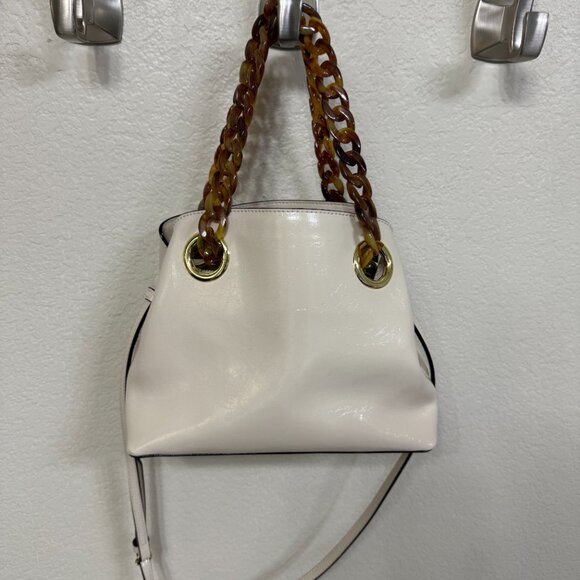 FRANCES VALENTINE Crinkled Leather Skip Tote Bag In Oyster - Picture 6 of 7